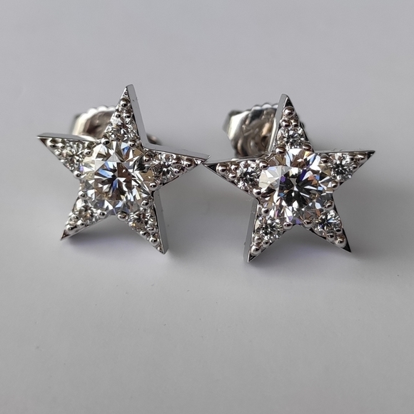 Hearts On Fire HOF Star 18K 1.39ct Diamond Earrings - Picture 10 of 12